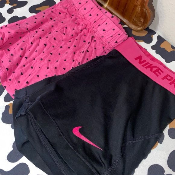 NIKE PRO SHORTS & JENNI PINK HEART PJ SHORTS BUNDLE - Picture 1 of 6